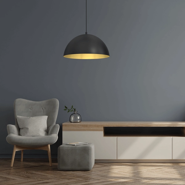 Wisząca lampa sypialniana Beta nad łóżko czarna złota