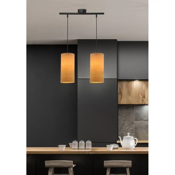 Wisząca lampa boho Ballo 32-19738 tuba materiałowa brązowy czarny