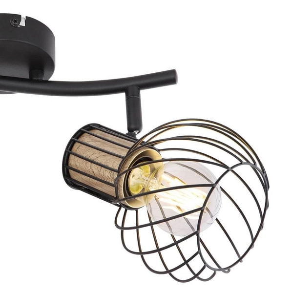 Lampa sufitowa regulowana Luise 54012-2S czarna drewno