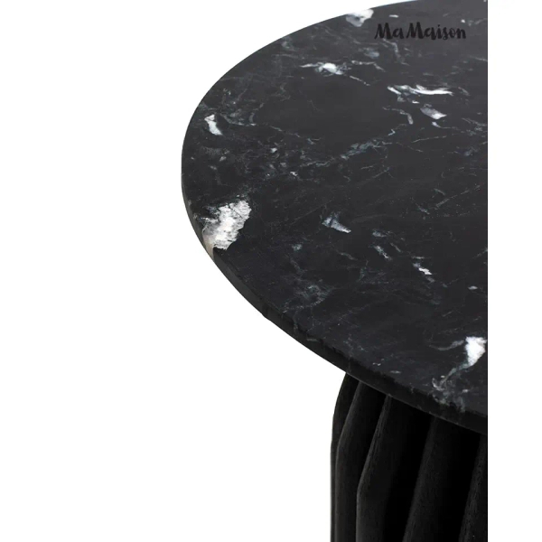 Drewniany stolik kawowy LEVANTE MM001501100336 czarny dekor marmuru 50cm
