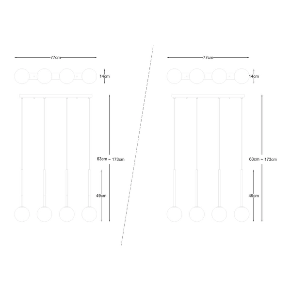Metalowa lampa wisząca Arcturus P0574-04D-F7AA Zumaline kule biały złoty