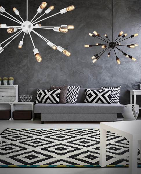 Industrialna lampa wisząca Orbit sticks do pokoju czarna