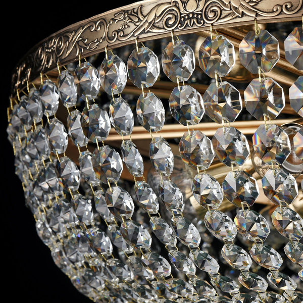 Sufitowa LAMPA plafoniera PALACE DIA891-CL-14-G Maytoni kryształowa OPRAWA pałacowy plafon okrągły mosiądz