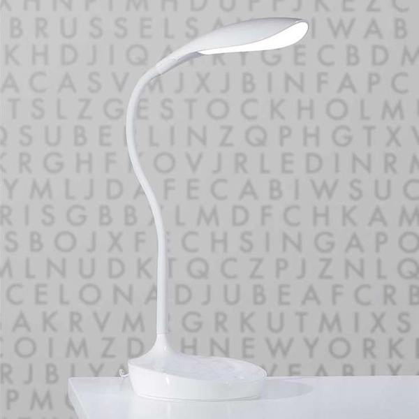 Stojąca LAMPKA biurkowa SWAN 106093 Markslojd nocna LAMPA stołowa LED 4,6W 3000K z wbudowanym portem USB biała