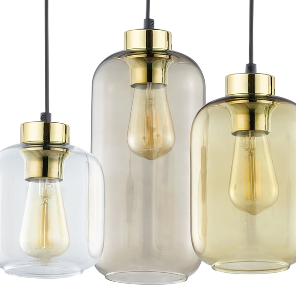 Okrągła lampa wisząca Marco 3175 TK Lighting potrójna szklana przezroczysta