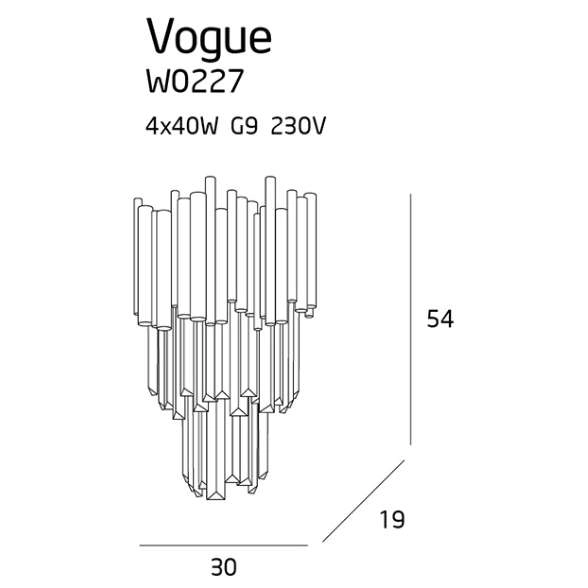 Kinkiet LAMPA ścienna VOGUE W0227 Maxlight kryształowa OPRAWA metalowe sople crystal glamour złote przezroczysta