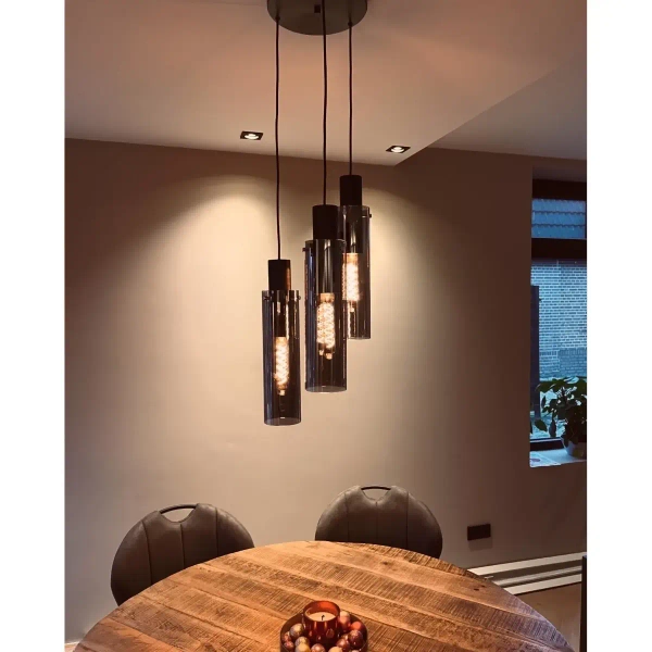 Zwieszana lampa tuba ORLANDO 74404/13/65 Lucide przydymiony czarny