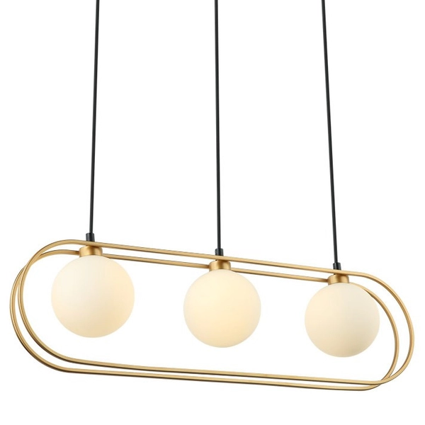 Modernistyczna LAMPA wisząca GROSETTA PND-53423-3-GD Italux owalny zwis do sypialni złoty biały