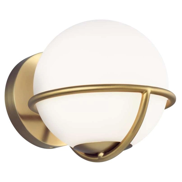 Kinkiet LAMPA ścienna Apollo FE-APOLLO1-PN Elstead FEISS metalowa OPRAWA szklana kula ball condi nikiel biała