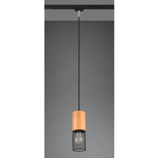 Lampa wisząca do szyny 2-fazowej Duoline 73430132 czarny drewniany