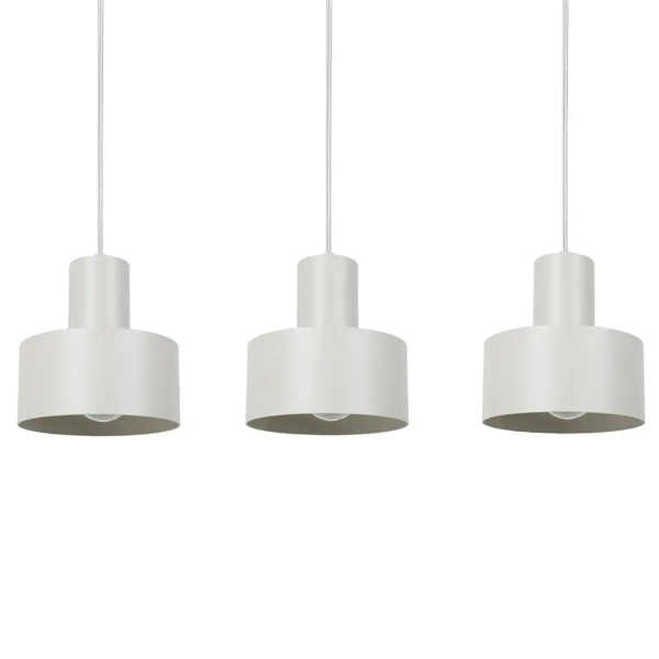 Potrójna wisząca lampa Rif 3 41163 do salonu metalowa szara beżowa