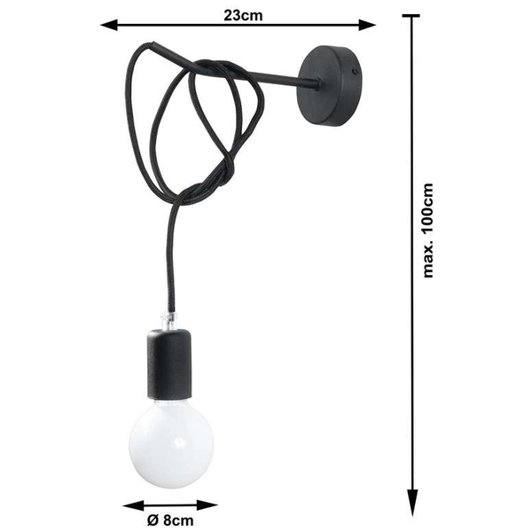 Kinkiet LAMPA ścienna SL.0373 industrialna OPRAWKA na żarówkę bulb loft czarna