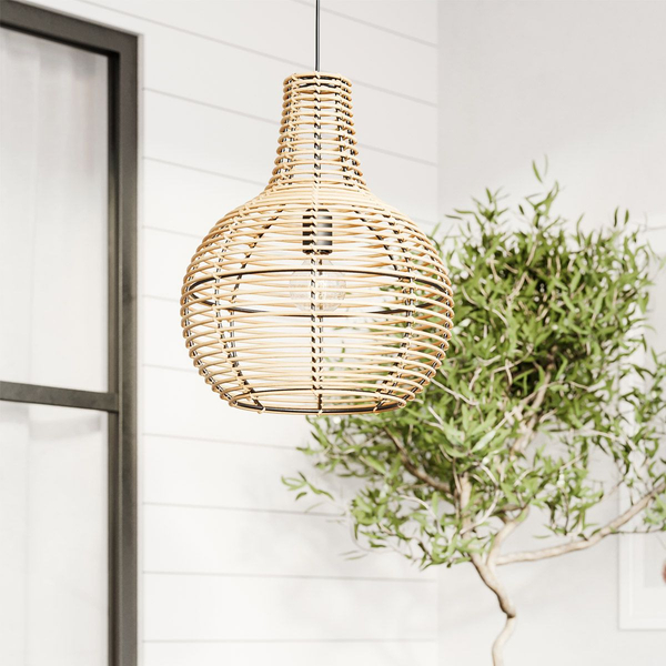 Kulista lampa wisząca Granada rattanowy zwis boho nad stół
