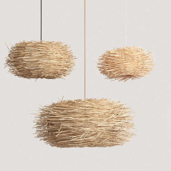 Ratanowa lampa wisząca Boho ABR-NLW31L-BH-E27 nad stół japandi naturalna