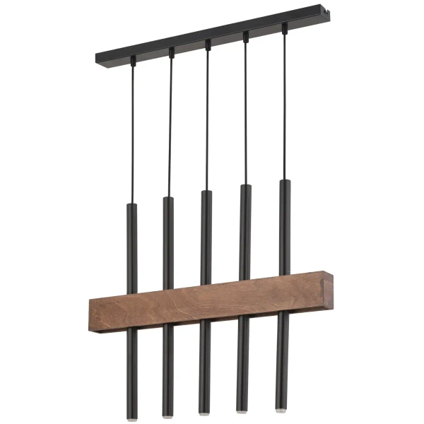 Jadalniana lampa wisząca Blake 5-płomienna drewniana czarna