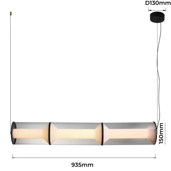 Podłużna wisząca lampa Aeris LP-2137/3L TR LED 40W CCT przezroczysta