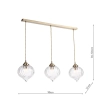Potrójna wisząca lampa Mya MYA0375 do jadalni szklana mosiądz
