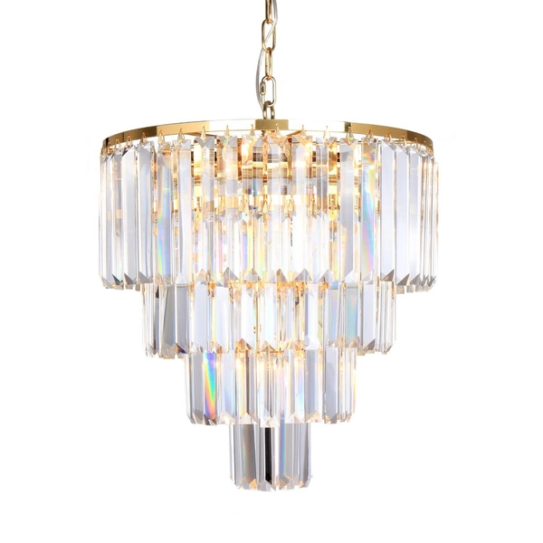 Żyrandol nad stół Amedeo 17106/4+1-GLD złota lampa wisząca crystal