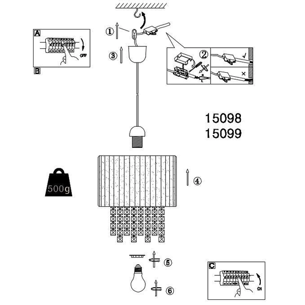 LAMPA wisząca PYRA 15098 Globo zwis OPRAWA glamour kryształki biała