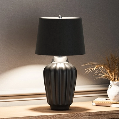 Lampa stołowa QN-BEXLEY-TL-BKPN na biurko nikiel czarna