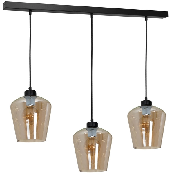 Skandynawska LAMPA wisząca SANTIAGO MLP6610 Milagro szklana OPRAWA loftowy ZWIS kaskada czarna bursztynowa