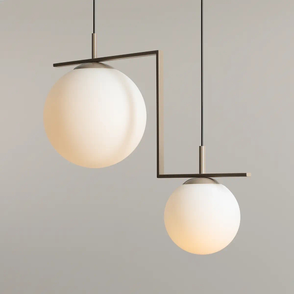 Kulista lampa wisząca ZAC 1038H17_2 do jadalni szklana biała beżowa