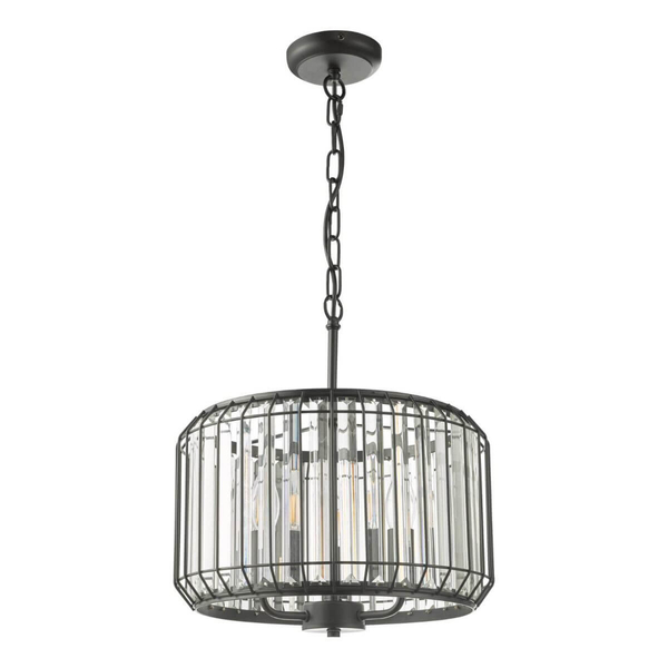 Kryształowa lampa wisząca Naeva NAE0322 Dar Lighting salonowa czarny mat