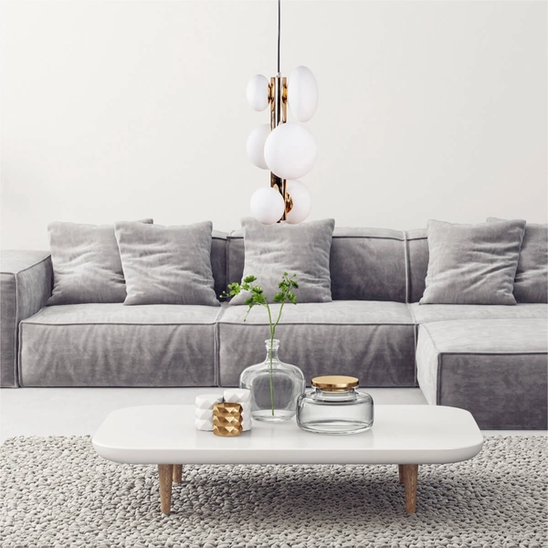 Sypialniana lampa wisząca Omi 1195 Zumaline kulista szklana biała złota