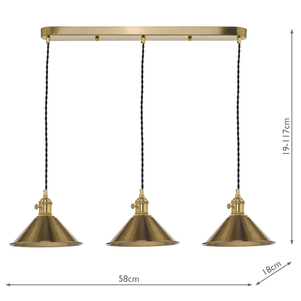 Potrójna lampa wisząca Hadano HAD3640-01 Dar Lighting stokowe abażury mosiądz