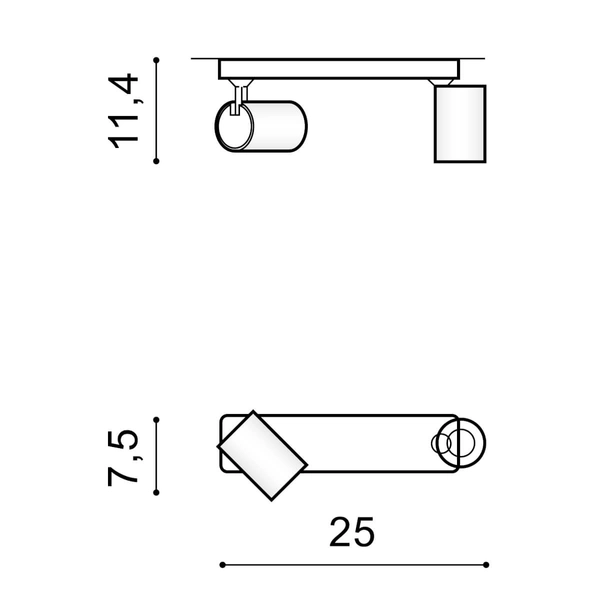 Podwójna lampa sufitowa Exo AZ3196 tuby regulowane do przedpokoju biała
