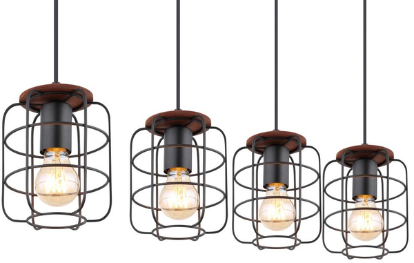 Lampa wisząca Willa 54037-4H klatki na listwie czarne