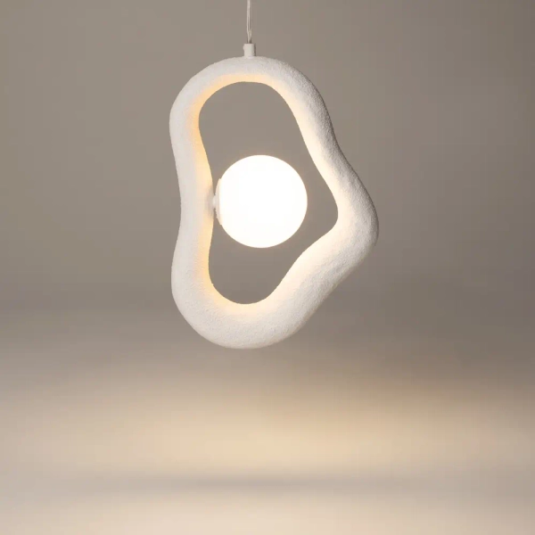 Geometryczna lampa wisząca Opus MOD380PL-01W do sypialni biała