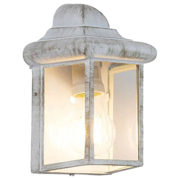 Zewnętrzna LAMPA ścienna NORVICH 8753 Rabalux ogrodowa OPRAWA elewacyjny kinkiet outdoor IP43 antyczny biały przezroczysty