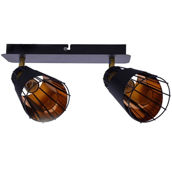 Loftowa LAMPA sufitowa RICK ML5566 Milagro druciana OPRAWA metalowe reflektorki SPOT na listwie czarny złoty