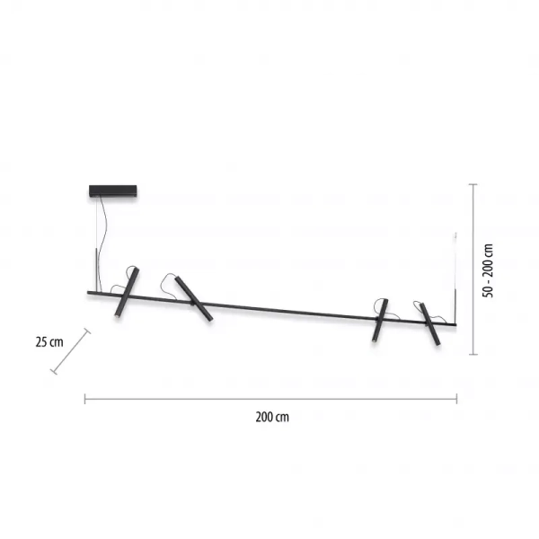 Lampa wisząca PURE-TUTUA czarna LED 28W 3000K do salonu nad stół tuby 2024-18