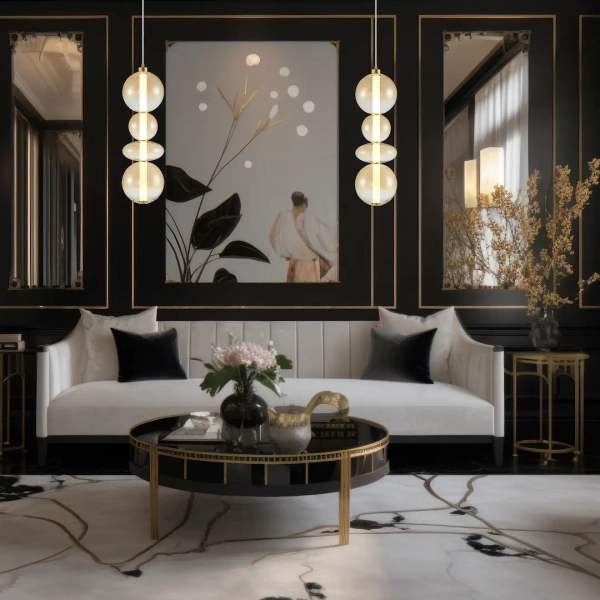 Salonowa lampa wisząca DAPHNE ML0346 LED 36W 3000K bursztynowa złota