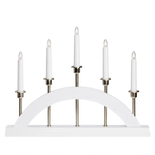 Świecznik stołowy biały stalowy Bridge candlestick biały