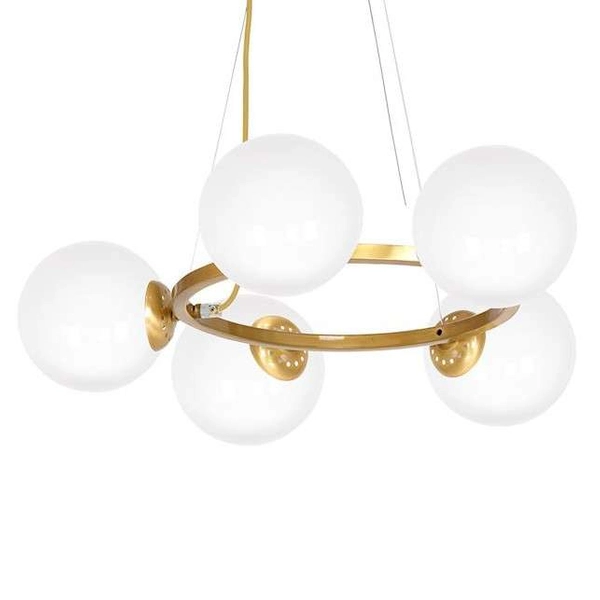 Loftowa LAMPA wisząca VIENNA MLP5577 Milagro metalowa OPRAWA modernistyczna pierścień ZWIS szklana kula mosiądz białe