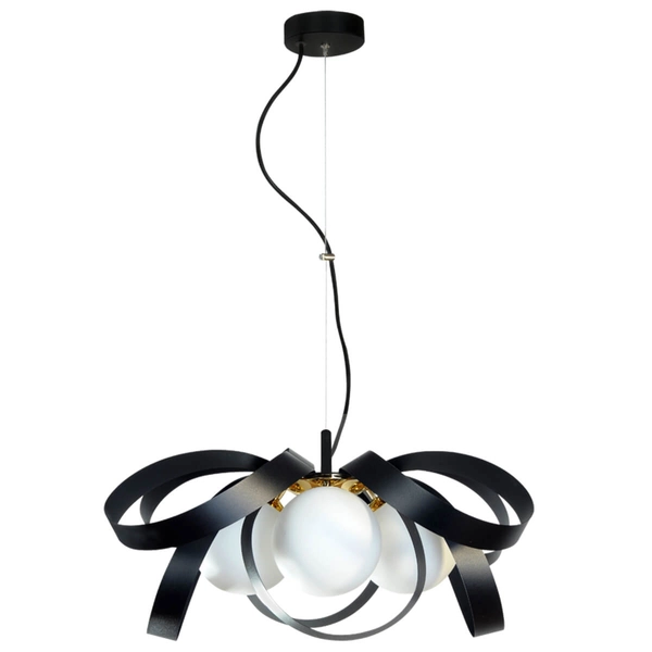 Regulowana lampa wisząca Nela 1139 glamour szkło metal złoty czarny