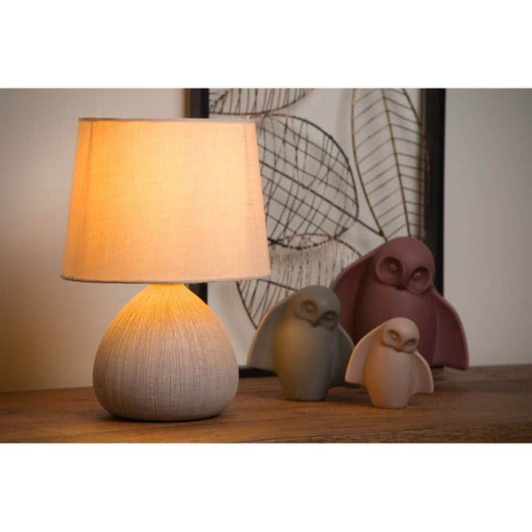 Ceramiczna lampa stołowa RAMZI 47506/81/38 z abażurem beżowa