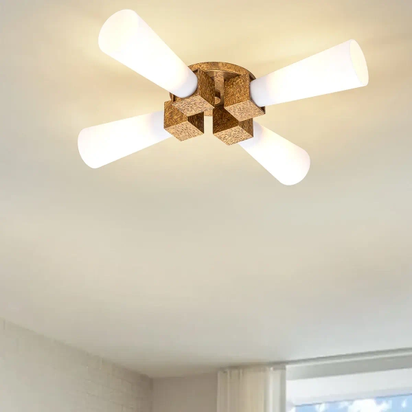 Sufitowa lampa Kristy KRISTY-4P-DG-OPA tubki szklane białe złote