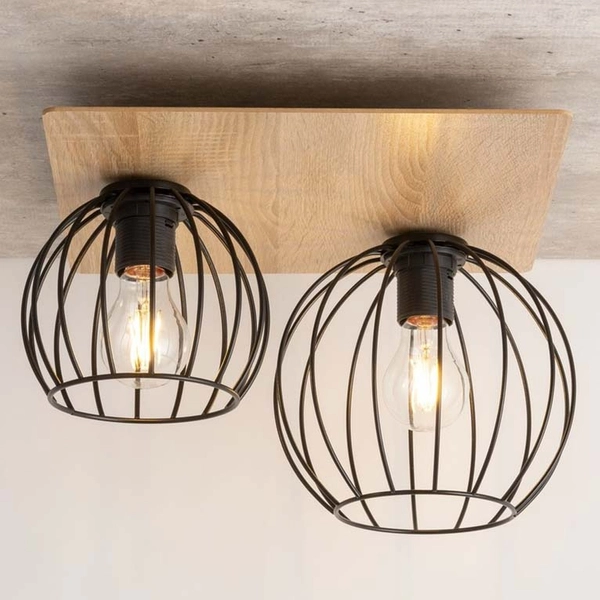 2-punktowa lampa sufitowa Cyber 32358 klatki czarne do salonu