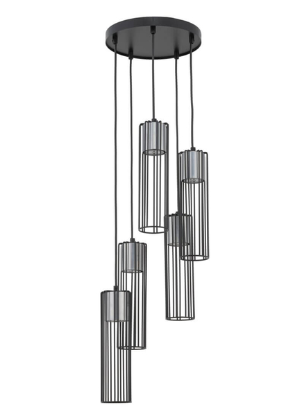 Lampa wisząca Fobia z drucianymi kloszami czarna srebrna