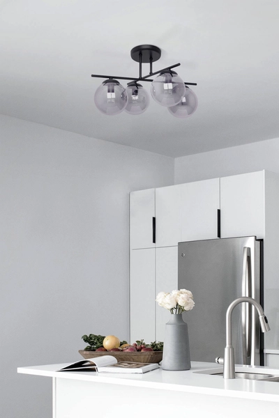 Szklana lampa sufitowa Gamma K-5166 Kaja kulista grafitowa czarna