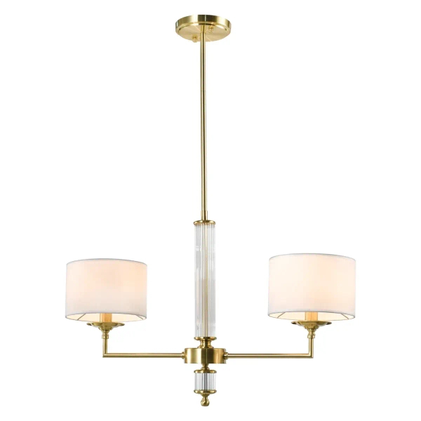 Podwójna lampa sufitowa SUTTON P02838BR-WH abażurowa mosiądz biały