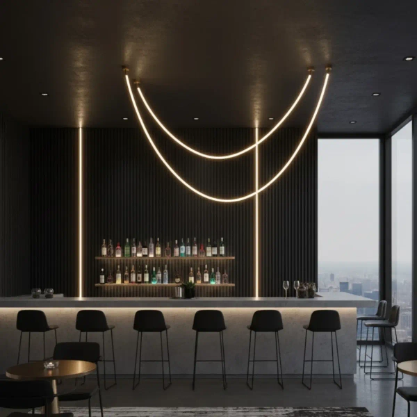 Lampa wisząca SNAKE MD1021-4 biała złota metal PVC LED 60W 3000K 4M wąż ledowy nowoczesna