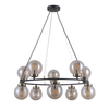 Modernistyczna LAMPA wisząca GALVEZ PND-28622-10A Italux metalowa OPRAWA szklane kule zwis czarny brąz bursztynowy