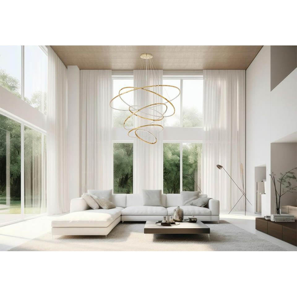 Wisząca lampa z pilotem Ring Slim MSE1501100164 Moosee LED 130W 3000K ringi złote