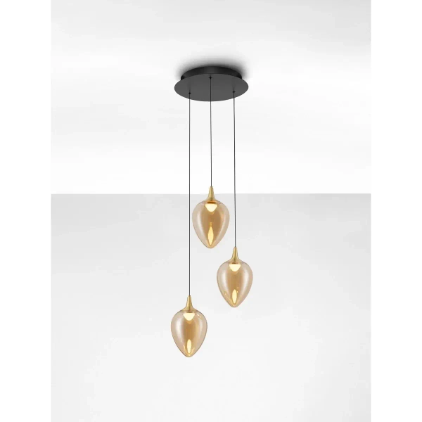 Kloszowana lampa wisząca VAZENDO LE45119 LED 18W 3000K czarny złoty