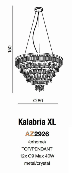 Pałacowy żyrandol kryształowy Kalabria do jadalni chrom